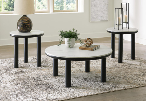 Ashley Xandrum Black White Table (Set of 3)