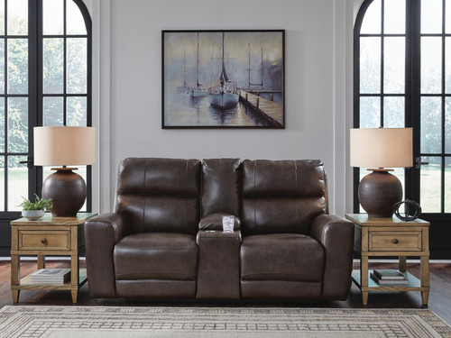 Ashley Beadel Smoke Power Reclining Loveseat with Console