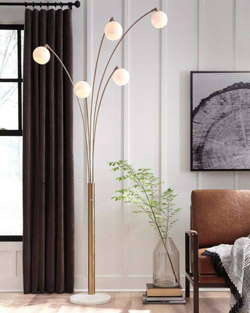 Ashley Taliya Champagne White Arc Lamp