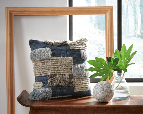 Ashley Gibbend Blue Gray White Pillow (Set of 4)