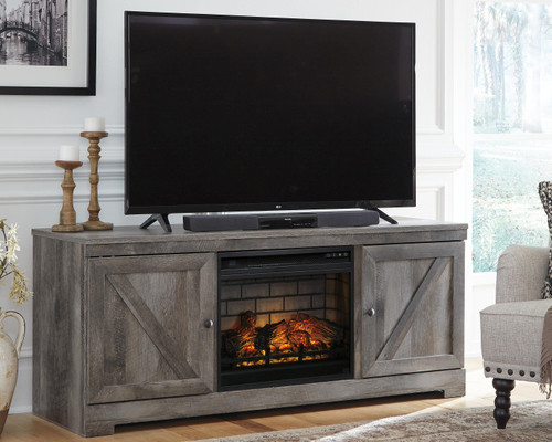 Ashley Wynnlow Gray 63" TV Stand with Electric Fireplace W100/101/W440/68