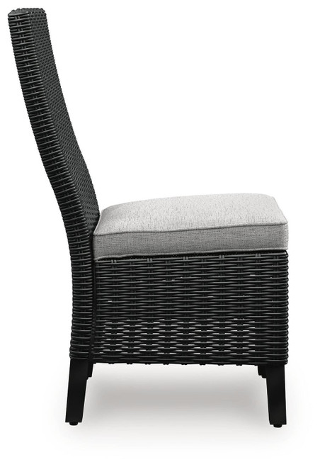 Ashley Beachcroft Black Light Gray Outdoor Side Chair with Cushion (Set of 2)