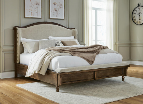 Benchcraft Sturlayne Brown King Upholstered Panel Bed