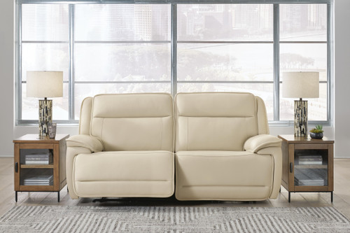 Ashley Double Deal Almond 2-Piece Power Reclining Loveseat Sectional
