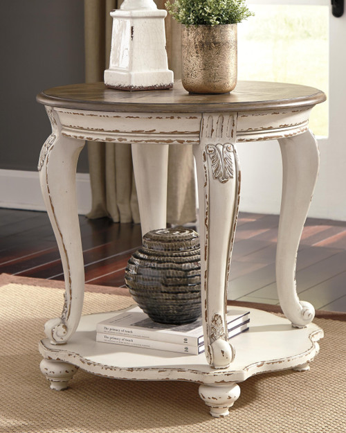 Ashley Realyn White Brown End Table