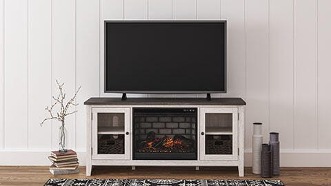 Ashley Dorrinson Two-tone 60" TV Stand with Electric Fireplace W100/101/W287/68