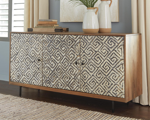 Ashley Kerrings Brown Black White Accent Cabinet