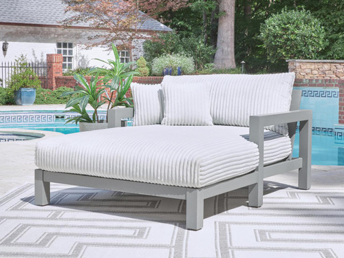 Ashley Moonlight View Gray Outdoor Chaise Lounge with Cushion