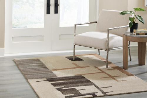 Ashley Kencher Beige Brown 5' x 7' Rug