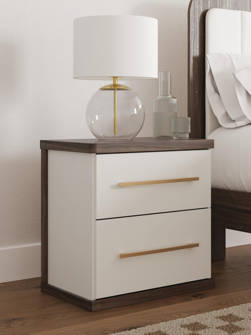 Ashley Mazilar Brown White Nightstand on sale at Bargains and