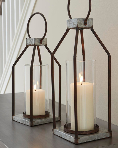 Ashley Diedrick Gray Black Lantern (Set of 2)