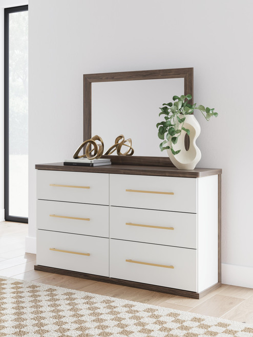 Ashley Mazilar Brown Dresser and Mirror