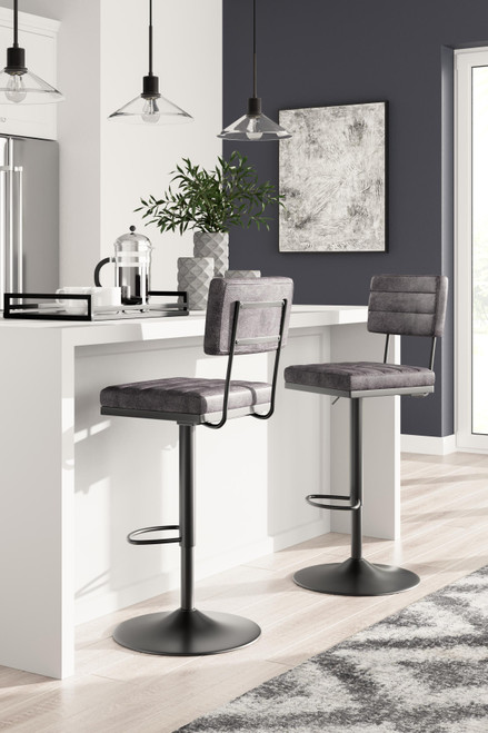 Ashley Strumford Gray Black Bar Height Bar Stool (Set of 2)