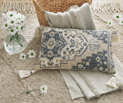 Ashley Winbury Blue Tan White Pillow