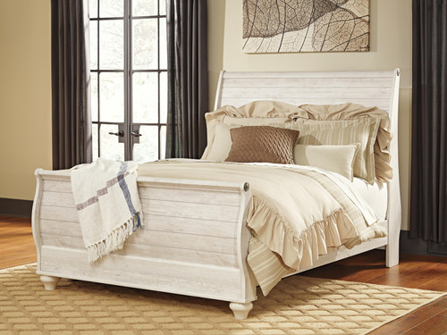 Ashley Willowton Whitewash Queen Sleigh Bed B267/74/77/96
