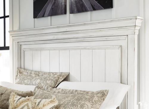Benchcraft Kanwyn Whitewash King Panel Bed with Storage Bench