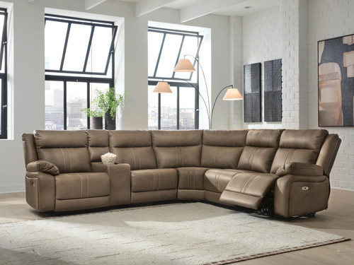 Ashley Max-Media Biscotti 6-Piece Power Reclining Sectional with Audio Console