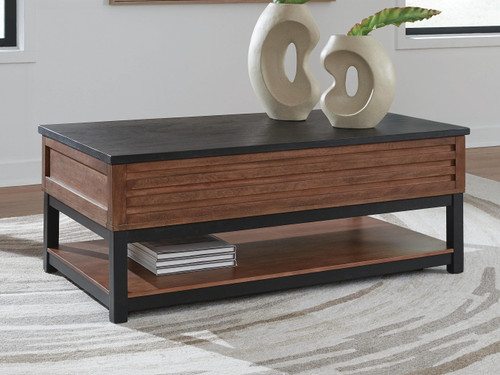 Ashley Kallari Warm Brown Black Lift-Top Coffee Table