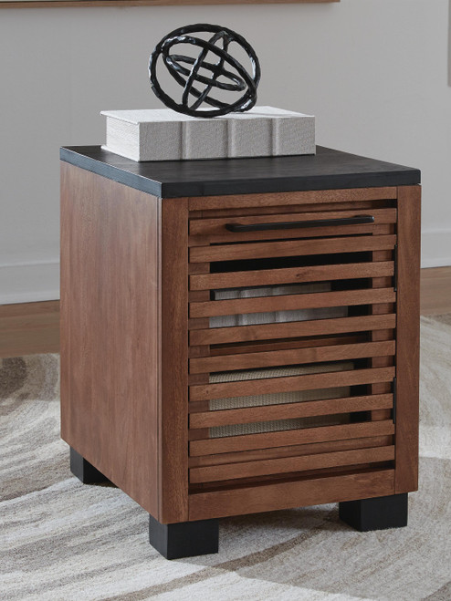 Ashley Kallari Warm Brown Black Chairside End Table