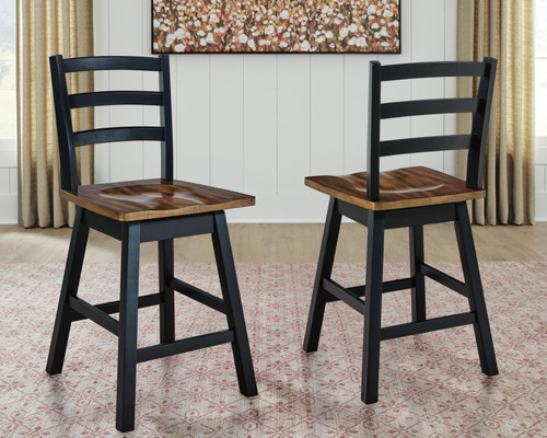 Ashley Wildenauer Brown Black Counter Height Swivel Barstool (Set of 2)