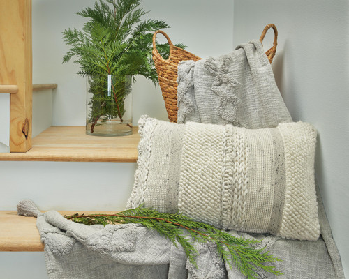 Ashley Standon Gray White Pillow (Set of 4)