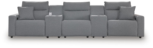 Ashley Modmax II Salt and Pepper 5-Piece Reclining Sectional with Consoles