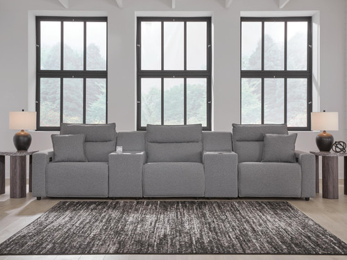 Ashley Modmax II Salt and Pepper 5-Piece Power Reclining Sectional with Consoles