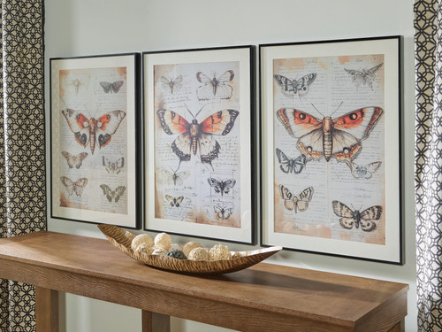 Ashley Jossletts Orange Black Ivory Wall Art (Set of 3)