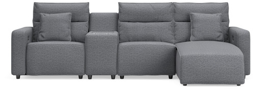 Ashley Modmax II Salt and Pepper 4-Piece Reclining Sectional with Chaise and Console