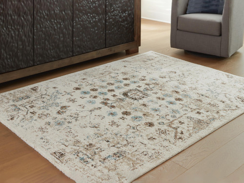 Ashley Jossler Ivory Brown Teal 5' x 7' Rug