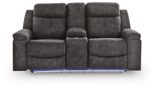 Benchcraft Brysonview Charcoal Reclining Loveseat with Console