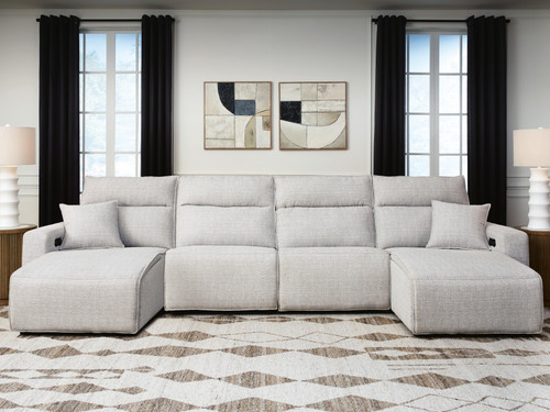 Ashley Modmax II Stone 4-Piece Power Reclining Sectional with Chaise
