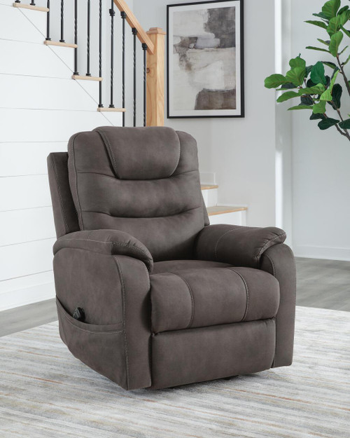 Ashley Snowfield Gunmetal Power Lift Recliner
