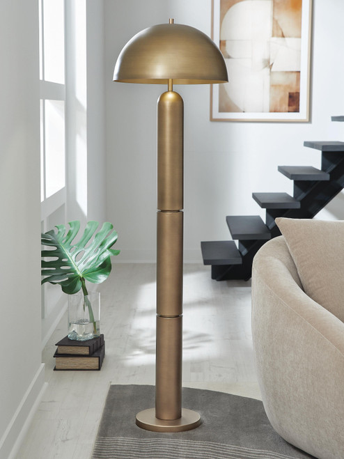 Ashley Wendfield Antique Gold Finish Floor Lamp
