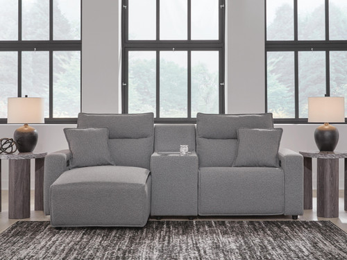 Ashley Modmax II Salt and Pepper 3-Piece Power Reclining Sectional with Chaise and Console
