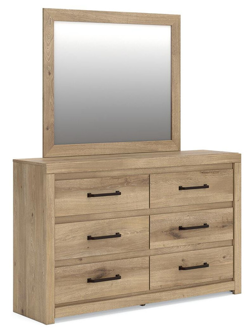 Benchcraft Brozmont Tan Dresser and Mirror