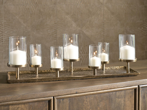 Ashley Wallmond Antique Brass Finish Candle Holder