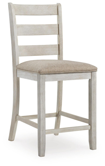 Ashley Skempton White Light Brown Counter Height Bar Stool (Set of 2)
