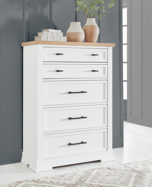Benchcraft Ashbryn White Natural Chest of Drawers