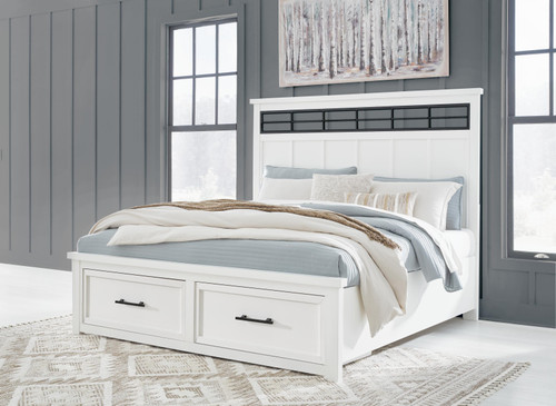 Benchcraft Ashbryn White Natural California King Panel Storage Bed
