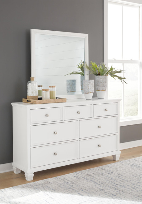 Ashley Fortman White Dresser and Mirror