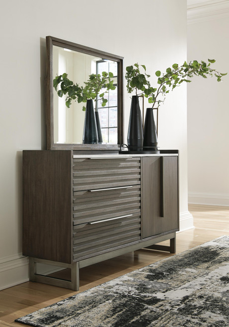 Ashley Arkenton Grayish Brown Dresser and Mirror