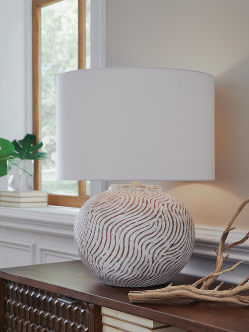 Ashley Vien Distressed White Table Lamp