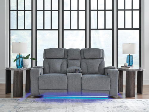 Ashley Forest Lake Steel Power Reclining Loveseat with Console