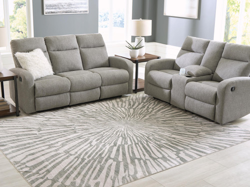 Ashley Verland Gray White Washable 7'6" x 9'6" Area Rug