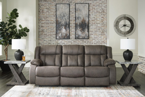 Ashley First Base Gunmetal Reclining Sofa