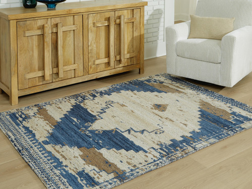 Ashley Varnler Blue Brown Tan 8' x 10' Rug