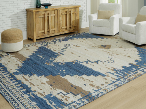 Ashley Varnler Blue Brown Tan 10' x 14' Rug