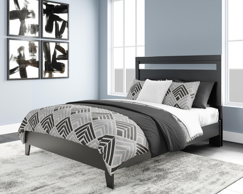 Ashley Finch Black Brown Queen Panel Platform Bed