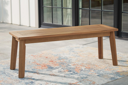 Ashley Janiyah Light Brown Outdoor Dining Bench